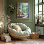 Frau in Sunlit Room mit Balkon - Impressionistin Poster