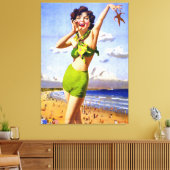 Frau in Swimsuit am Strand Leinwanddruck (Insitu (Wohnzimmer))