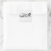 Frau in Swimwear Quadratischer Aufkleber (Tasche)