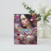 Frau in Valentine Garland AI Kunst Postkarte (Stehend Vorderseite)