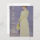 Frau in Weiß am Strand, 1893 Postkarte (Vorne/Hinten)