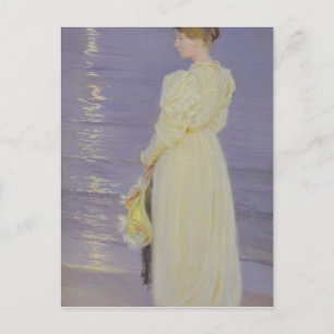 Frau in Weiß am Strand, 1893 Postkarte