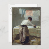 Frau Ironing Postkarte (Vorne/Hinten)