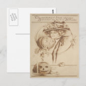Frau Jack O' Lantern Blattkerze Postkarte (Vorne/Hinten)