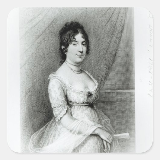 Frau James Madison, Dolley Payne, c.1804-55 Quadratischer Aufkleber (Vorderseite)