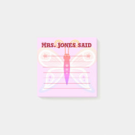 Frau Jones sagte Pink Post-It Notes Klebezettel