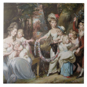 Frau Justinian Casamajor und acht ihrer Kinder, Fliese
