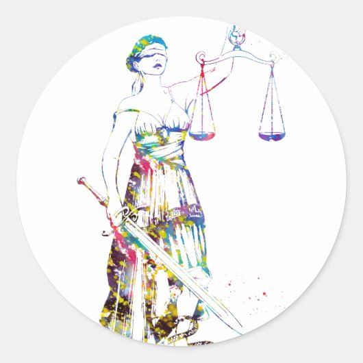 Frau Justitia Runder Aufkleber (Vorderseite)