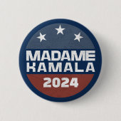 Frau Kamala Harris 2024 für Präsidentin Patriotic Button (Vorderseite)