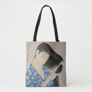 Frau kämmt ihr Haar von Hashiguchi Goyo Tasche