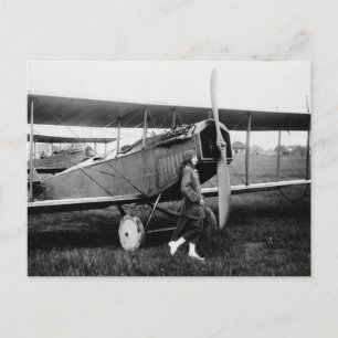 Frau Katherine Stinson und ihr Flugzeug von Curtis Postkarte