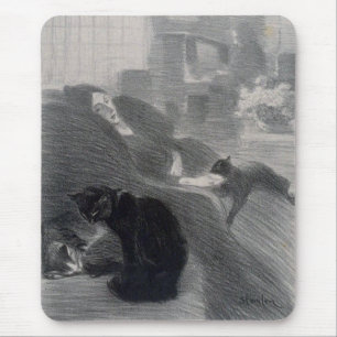 Frau & Katze, Alexandre Steinlen Mousepad