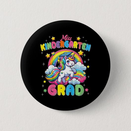 Frau Kindergarten Grad Unicorn Button (Vorderseite)