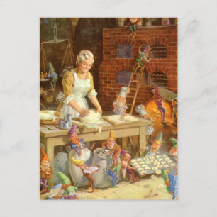 Frau Klaus Bakes Cookies mit Sankt Elfen Feiertagspostkarte