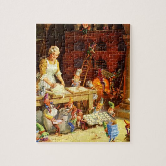Frau Klaus u. Sankt Elfe backen Puzzle (Vertikal)