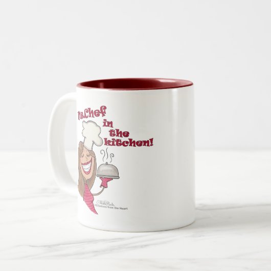 Frau Koch in der Küche Zweifarbige Tasse (Vorderseite Links)