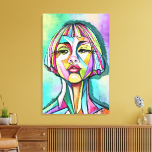 Frau Kubismus Kunststil Leinwanddruck