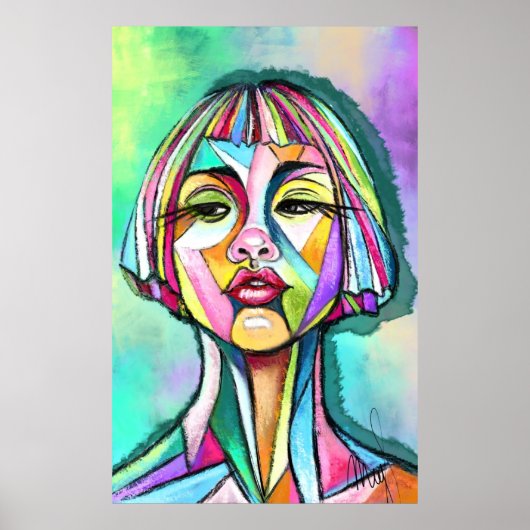 Frau Kubismus Kunststil Poster (Vorne)