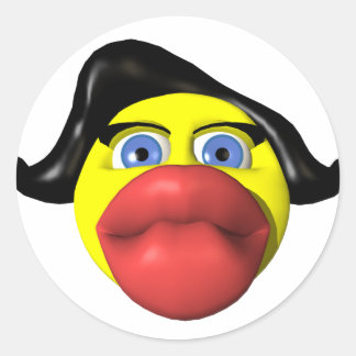 Frau küsst gelb runder aufkleber