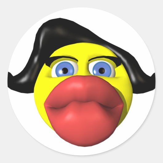 Frau küsst gelb runder aufkleber (Vorderseite)