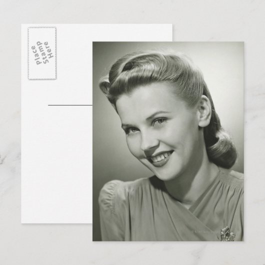 Frau lächeln 2 postkarte (Vorne/Hinten)