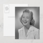 Frau lächeln postkarte (Vorne/Hinten)