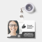 Frau lächeln | Unternehmen | Barcode Business Card Ausweis (Vorderseite mit Ausziehbar)