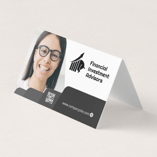 Frau lächeln | Unternehmen | QR Code Business Card Visitenkarten (Vorderseite)