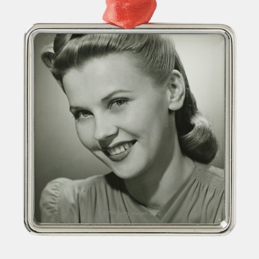 Frau lächelnde 2 silbernes ornament (Vorne)