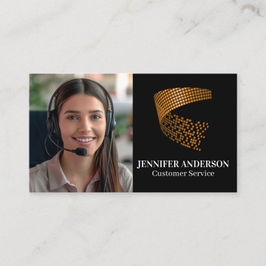 Frau lächelnder Kundenservice | Call Center Visitenkarte (Vorderseite)