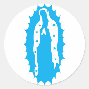 Frau Lady Guadalupe Modernes Aqua Runder Aufkleber