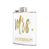 Frau Last Name Flask with Gold Foil Typografy Flachmann (Links)