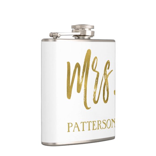 Frau Last Name Flask with Gold Foil Typografy Flachmann (Rechts)
