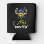 Frau Last Name Rustic Floral Antlers Wedding Dosenkühler (Vorderseite)