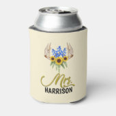 Frau Last Name Rustic Floral Antlers Wedding Dosenkühler (Kanne Rückseite)
