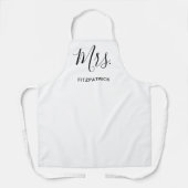 Frau Last Name White Simple Wedding Bride neu verh Schürze (Vorderseite)