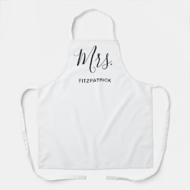 Frau Last Name White Simple Wedding Bride neu verh Schürze