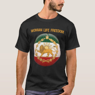Frau Leben Freiheit Iran-Flagge Löwe & Sonne Shiro T-Shirt