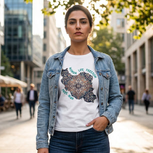 Frau Leben Freiheit Persischer Teppich Grün T-Shirt