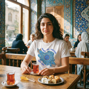 Frau Leben Freiheit   Persisches Minakari Blau T-Shirt