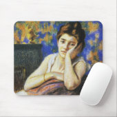 Frau lehnt auf einen Stuhl Mousepad (Mit Mouse)