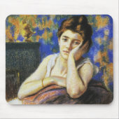 Frau lehnt auf einen Stuhl Mousepad (Vorne)