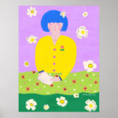 Frau lesend im Garten Poster (Vorne)
