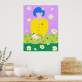 Frau lesend im Garten Poster (Küche)