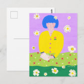 Frau lesend im Garten Postkarte (Vorne/Hinten)