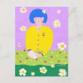 Frau lesend im Garten Postkarte (Vorderseite)