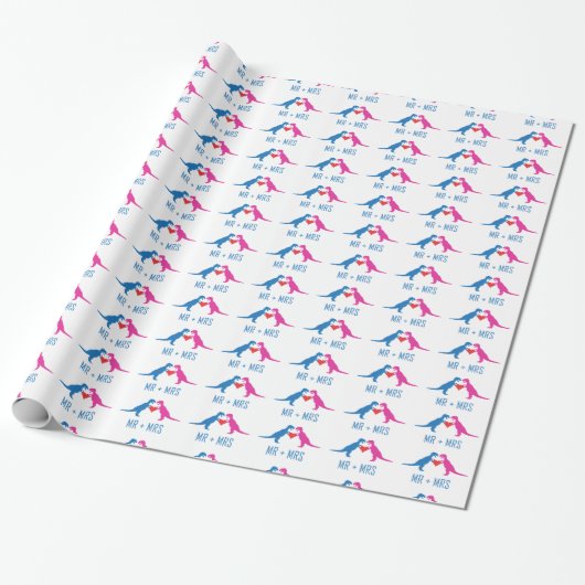 + Frau - Liebe Dinosaurier Geschenkpapier (Ungerollt)