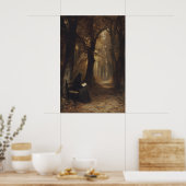 Frau liest traurigen Herbstwald Kunst-Druckvorlage Poster (Küche)