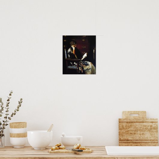 Frau liest Vintag Art Poster (Küche)