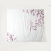 Frau Lila Gold Butterfly Bridal Backdrop Wandteppich (Vorderseite (Horizontal))